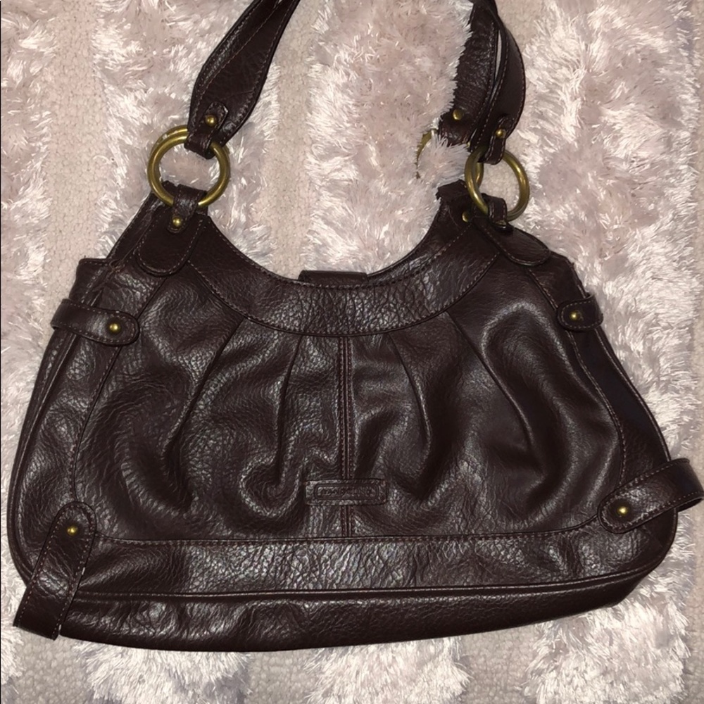 Bandolino brown handbag with hot pink interior